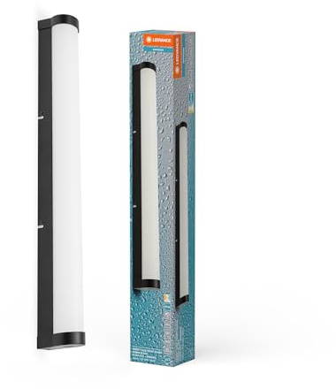 LEDVANCE ORBIS Tube Spiegel-/Wandleuchte mit LED, gefrostetes Glas/schwarz, 12W, 1100lm, dimmbar, 3000/4000K über Wandschalter einstellbar, 60cm Durchmesser, IP44 Schutz vor Fremdkörpern/Spritzwasser