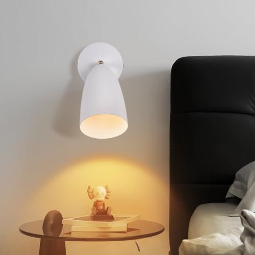 Homefire Wandleuchte Innen Wandlampe GU10 - Schlafzimmerlampe Wandleuchten Modern Weiß Flur Wandstrahler Schwenkbar Metall Küchenlampe Wandlicht für Wohnzimmer Küche - Ohne Leuchtmittel
