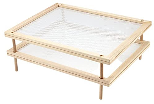 Rejilla para secar pasta - Rejilla apilable para secar alimentos, soporte deshidratado de fideos de madera | Rejilla de secado de pasta de madera con red deshidratada, rejilla de secado plana de malla