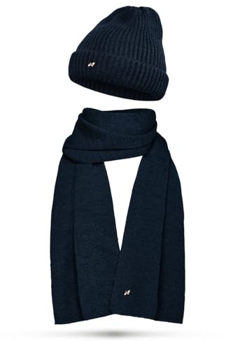 NYTTED® Merino Mütze und Schal Set für Damen & Herren | Made in Germany | 100% Feinste Merinowolle | Kuschelig Weiches & Warmes Set