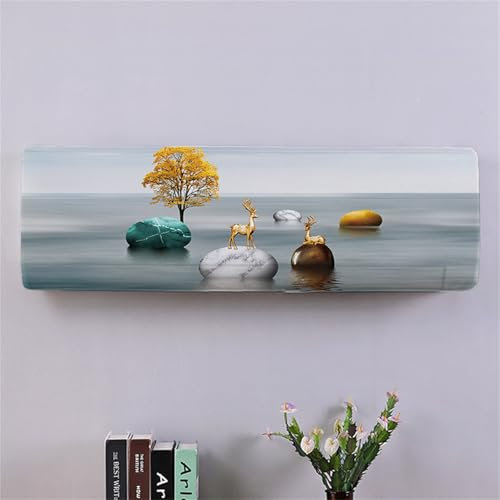 Treer Funda para Aire Acondicionado Interior, Funda para Aire Acondicionado Pared Elástico Antipolvo para Pared Montaje Unidades Split Interior AC Cubiertas (Estilo China 10,75-95)