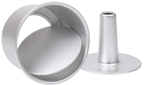Auddemg Redondo Molde para Pastel 20 cm, Aluminio Anodizado Molde de Repostería Desmontable con Doble Base, Plateado