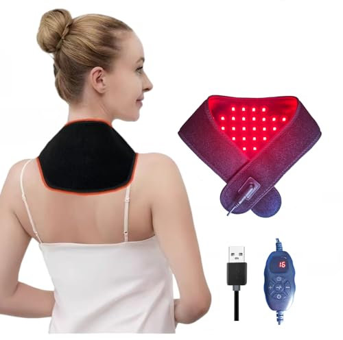 Rotlichttherapiegürtel für den Nacken, 660 nm & 850 nm Infrarotlicht-Heizkissen, Kissen für Handgelenke, Knöchel, Waden zur Schmerzlinderung und Entspannung,mit 40 LEDs,3 Modi,3 Timer,10 Hz/40 Hz Puls
