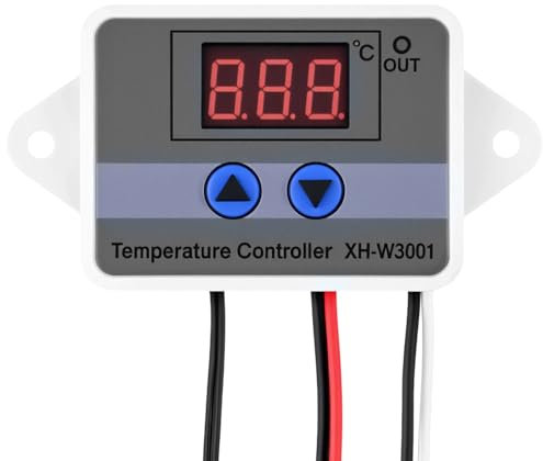 QWORK® Módulo Controlador de Temperatura LED Digital con Sonda de 1 Metro - 12V CC, 120W