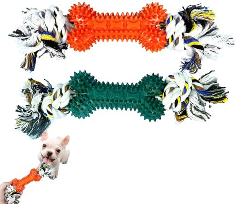 Qixuer Hundespielzeug, 2 Stück Hundespielzeug Unzerstörbar Knochen Geformt Kauspielzeug Hund mit Konvexes Design für Kleine Welpen