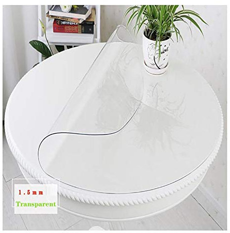 WXQTM Housse de Table Transparente Tapis de Sol Durs Nappe Imperméable sous-Main Ronde Verre Souple Tapis Transparent en Plastique Robuste Personnalisable (1.5MM,Diameter-95CM)