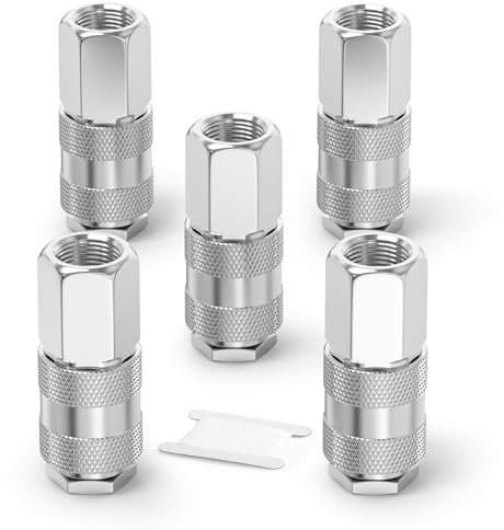 ERGAOBOY 5 pièces 1/2 BSP femelle Raccords de tuyau d'air, Raccord rapide de tuyau d'air pour l'industrie, Kit de réparation de tuyau de compresseur pneumatique