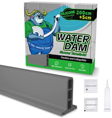 ALITAIYI Schwallschutzleiste Dusche, Selbstklebend Gummi Dusche Wasserstopper, Flexible Schwallschutz, Schwallschutzleiste für Duschschwelle Küchenspüle Badewanne