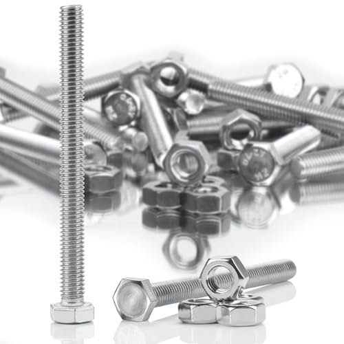 SWTYExt Sechskantschrauben M8x120 mm Bolzen und Sechskantmutter Set DIN 933/ISO 4017 Edelstahlschrauben A2 V2A Außensechskant Vollgewinde Schrauben mit Metrischem Maschinenschrauben (8 Sätze)