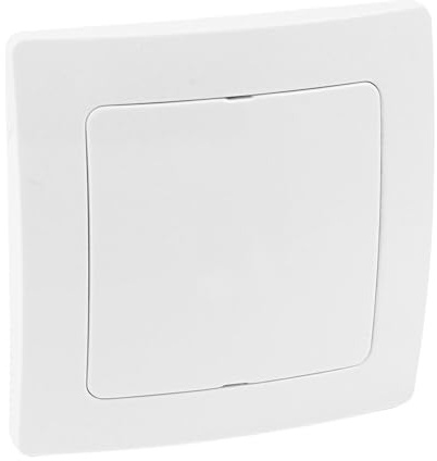 Weißer Blinddeckel mit minimalistischem Design, ideal zum Abdecken elektrischer Verbindungen und zur Aufrechterhaltung einer sauberen Oberfläche auf Oberflächen.