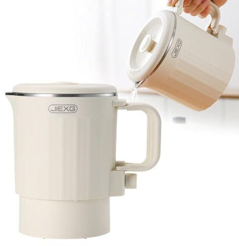 YUYQAQ Portable Foldable Electric Kettle,Mini Travel Electric Kettle,Stainless Steel Collapsible Water Boiler with Separable Power Cord,Coffee Kettle for Outdoor Hiking Camping-0.8L