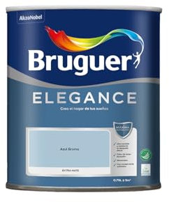 Bruguer Elegance Pintura Monocapa Extra Mate para Paredes y Techos, Interior y Exterior protegidos, Ultra Lavable, Resistente al Desgaste y Manchas, Con conservante Antimoho, Azul Bruma 750 ml
