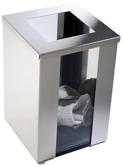 Schönbeck Design Handtuchablage Abwurfbehälter für Gästetücher aus Edelstahl matt gebürstet und Glas - Made in Germany