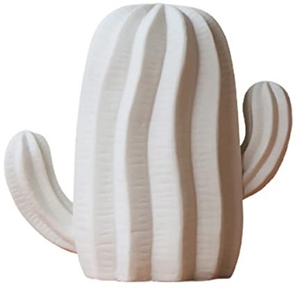 Vaguelly Adornos de Cactus Cerámica Blanca Conjunto de 3 Piezas Decoración Moderna para Casa Esculturas de Interior Decorativo para Escritorio Accesorios de Hogar