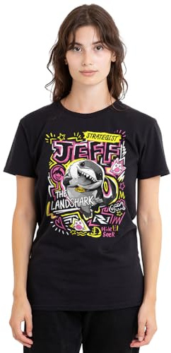 Marvel Press Women's Marvel Rivals Jeff The Landshark Marker Pen Trend Ladies T Shirt, Black T-Shirt