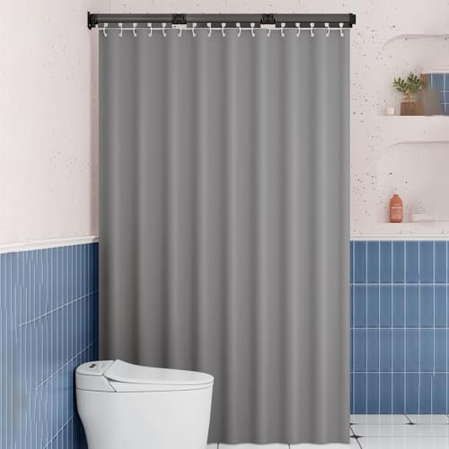 Bastone per tenda da doccia a tensione regolabile, asta telescopica espandibile con ventose, 3 tende per privacy per uso domestico e hotel (70 x 105 cm)