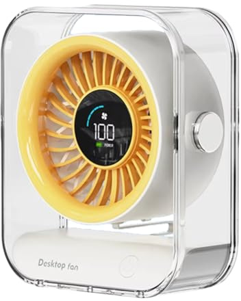 Cenei 100 Speeds Big Wind Quiet Circulation Fan Home Mini LED Digital Desktop 3000mAh USB Rechargeable Office Fan White