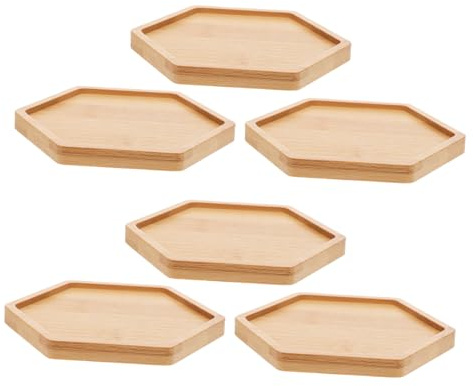 SHINEOFI 6pièces sous-Verres Hexagonaux Bambou pour Pots De Fleurs Soucoupes Décoratives pour Plantes Intérieur Et Jardinières