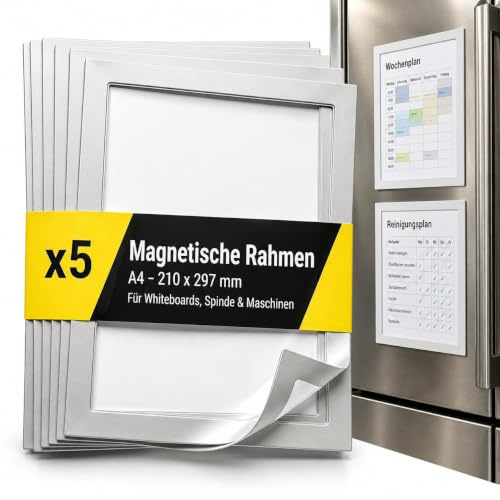 PREVIS Magnetrahmen A4 (210 x 297 mm) für Kühlschrank & Metallflächen – Magnetischer Bilderrahmen für Fotos, Dokumente & Notizen – Wiederverwendbarer Bilderrahmen Magnetisch für Küche, Büro & Schule