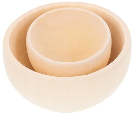 Hoement 2pcs Unfinished Wooden Blank Bowls DIY Craft Set Mini Natural Wood Bowls for Painting and Home Desktop Decoration Creative Blank for Drawing and Ornaments