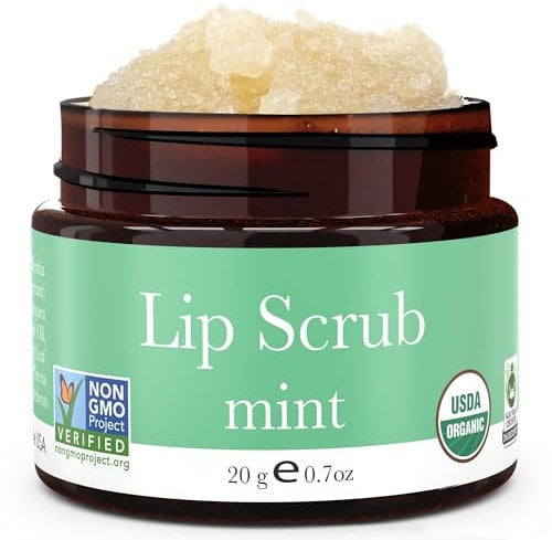 Beauty By Earth Organic Lip Scrub Mint Aroma- Natürliche Peeling Zucker Scrubs, Exfoliator Für Chapped Trockene Lippen, spendet Feuchtigkeit Lippen mit frischen, natürlichen Zutaten.