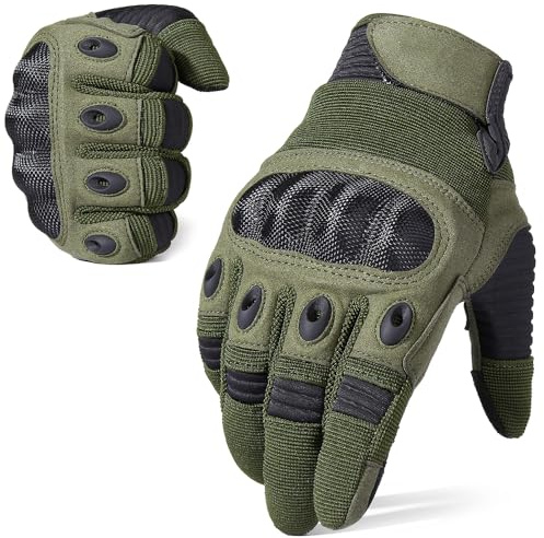 WTACTFUL Motorcycle Gloves - Touch Screen Full Finger Gloves for Cycling, ATV, Bike, Motorbike, Hunting, Hiking, Climbing, Camping, Riding, Driving, Work, Outdoor Sports - Green, Size Large