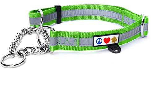Pawtitas Martingale Ketten-Hundehalsband Welpenhalsband Reflektierendes Hundehalsband Trainingshalsband für Hunde Ketten-Erziehungshalsband für Hunde Halsband Groß Hundehalsband Grün Hundehalsband
