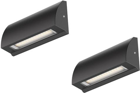 ledscom.de 2 Stück LED Wandleuchte/Treppenlicht SEGIN für außen, IP54, flach, Downlight, schwarz matt, eckig, 3,8 W, 265lm, warmweiß