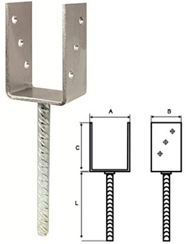 STALCO U-PFOSTENTRÄGER 120mm Steindolle Pfostenschuh Pfostenanker Balkenträger