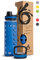 hydro2go Glas-Trinkflasche mit Silikonhülle – Spülmaschinenfest, 2 Wechseldeckel, 100% Auslaufsicher & BPA-frei – Ideal für Kinder, Büro, Fitness, Yoga, Sport & Outdoor (Navy Blue 2.0) – 550 ml