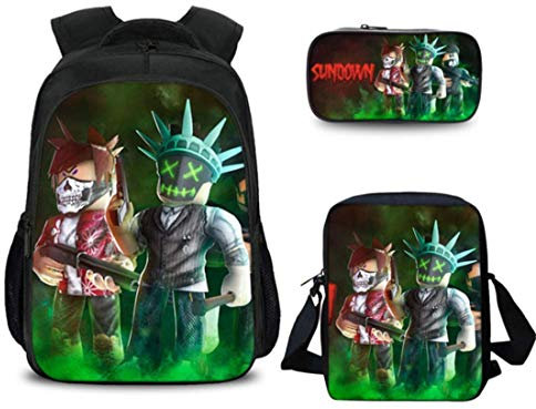 Roblox Rucksack für Jungen, mit Lunchbox und Federmäppchen, Mädchen, Schüler-Büchertasche, Schulrucksack, Laptop-Rucksack, Teenager, Spiel-Reisetasche, Stil 11, 27*17*40, Modern