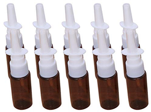 Bottle Empty Plastic Pump Sprayer Mist Nose Refillable Bottle for Saline Water Wash Applications Brown 15ml 10pcs
