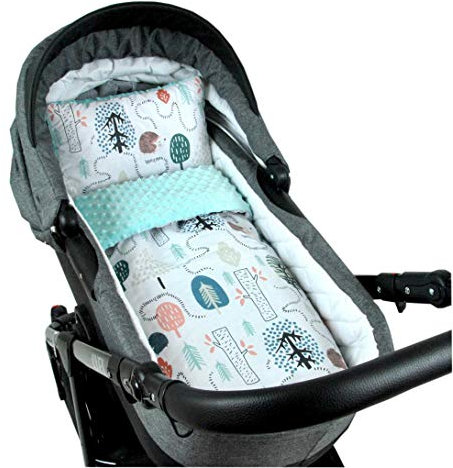 Babylux Babydecke Minky PLÜSCH Kuscheldecke Decke 75 x 60 cm + Kissen 2 TLG Set (MP119 - Minze - Igel)