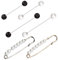 Damen Brosche Nadel,6 Stücke Faux Sicherheitsnadel Brosche Clips Weiß Schwarz Broschennadeln Pullover Schal Clips für Mädchen Kleidung Dekoration