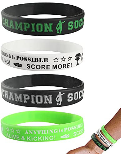Androxeda 12 Stück Fußball motivierende Silikonarmband-personalisierte Silikonarmband-Sportpreise-Partyzubehör und Zubehör-Geburtstagsfeier Bonbontüte Füllung-Karneval/Veranstaltung
