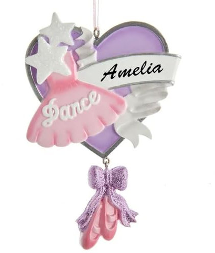 Personalized Ballet Tutu with Shoes Dance Christmas Ornament - Pink and Purple Tree Decoration with Custom Name