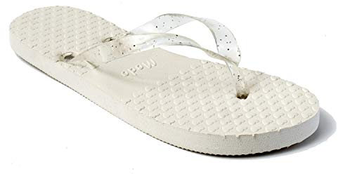 Modo Lot de 20 tongs à lanières en forme de cœur avec paillettes Idéal pour les mariages Contient 3 petites tailles (36-37), 12 moyennes (38-39) et 5 grandes (40-42) (crème/ivoire)