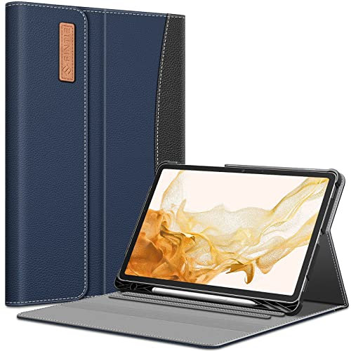 Fintie Funda para Samsung Galaxy Tab S8 Plus 2022/S7 FE 2021/S7 Plus 2020 de 12,4 Pulgadas, multiángulo de visión Folio Funda con Soporte S Pen Ranuras para Documentos Auto Sleep/Wach, Azul Marino