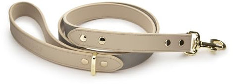 Nina Woof London Hundeleine aus veganem Leder, gepolstert, weicher Griff, verstärkter Karabiner, mit Saffiano-Prägung, Grau, 1,22 m