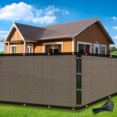 Amagenix Clôture brise-vue marron de 1,5 m x 15,2 m avec œillets en laiton robuste pour jardin Outdooor