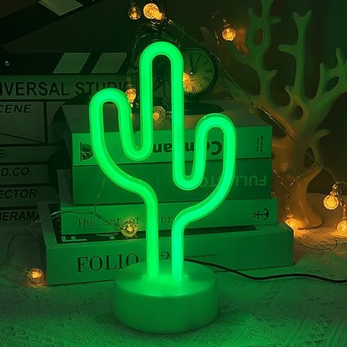 XRR Insegna al Neon, Cactus Luci al Neon LED USB/Luce notturna a batteria Natalizie Decorazione luminose Neon Signs per camera da letto, sala giochi, bar e feste,idea regalo per bambini.