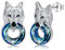 Wolf Ohrringe 925 Sterling Silber Wolf Ohrstecker Kristall Ohrringe Tier Ohrringe Schmuck für Unisex Herren Mutter Mama Mädchen Damen Teenager Geschenk