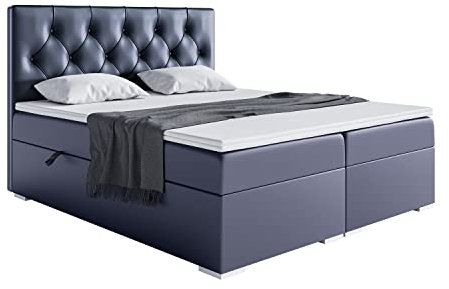 MEBLINI Boxspringbett mit Bettkasten - Gepolstert Doppelbett mit Matratze und Topper - Polsterbett mit Stauraum - Bett mit Kopfteil - Stauraumbett - Roma - 120x200 - H4/Dunkelgrau Kunstleder