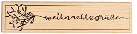 Rayher Stempel Holz Weihnachtsgrüße, 3 x 12 cm, Textstempel Holz, Holzstempel, Weihnachtsstempel, Butterer Stempel, 29244000, Natur
