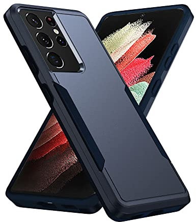 KANCIKOO Hülle für Samsung Galaxy S21 Ultra 5G Dual Layer Case Kameraschutz Kabelloses Aufladen Stoßfeste Handyhülle für Galaxy S21 Ultra 6,8 Zoll-Blau