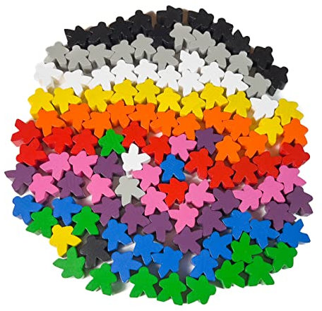 Spieltz 120 Spielfiguren Made in Germany 16x16x10 mm, aus Holz, für Brettspiele, 10 Farben, (Gelb, Rot, Blau, Grün, Orange, Lila, Pink, Grau, Schwarz, Weiß, 120 Stück)