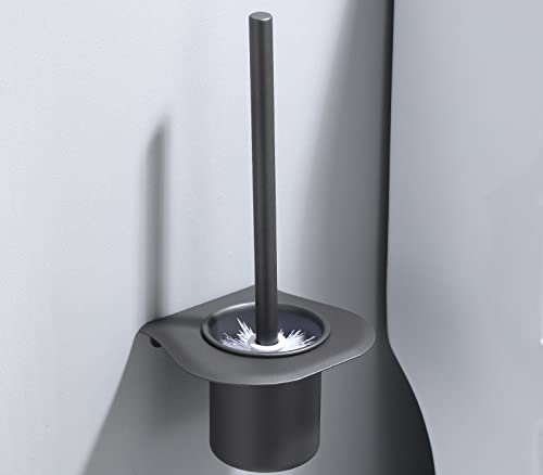 Gun Gray Space Aluminum Toilet Brush Set Toilet Brush Holder Bathroom Rack Punch Installation,A
