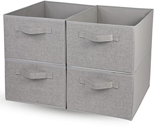 OVAKIA 4 PCS Clothes Drawer Organisers Large Capacity Foldable fabric Storage Box with Handles Collapsible Wardrobe Storage Organiser for Clothes Bras Shirts Pants Blanket Toys