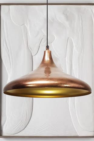 bamyum Champion Lámpara de Cocina, Lámpara Techo Colgante Vintage, Lámpara de Techo con Pantallas de 35 cm y Lámpara de Isla de Cocina de Metal de Lámparas de Techo Cobre