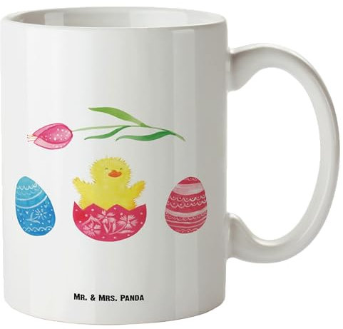 Mr. & Mrs. Panda XL Tasse Küken Schlüpfen - Ostergeschenke, Osterdeko, Geschenk, Teetasse XL, Tasse Extra Groß, Ostereier, Osterei, Ostergrüße,